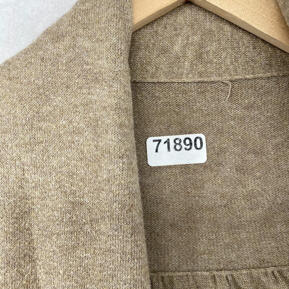 EILEEN FISHER Cardigan PS Organic Cotton Crop Shawl Open Front 3/4 Sleeve Brown - Picture 9 of 9